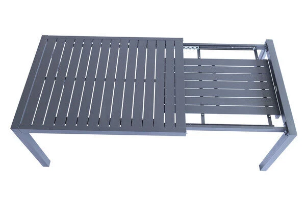 VILLANA Esstischgruppe, Anthrazit/grau, Alu/Textilene, Tisch 130/180x90cm, 4 Stapelsessel, 2 Multipo 16 VILLANA Esstischgruppe, Anthrazit/grau, Alu/Textilene, Tisch 130/180x90cm, 4 Stapelsessel, 2 Multipo – Bild 16