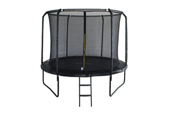 OUTTECH Pole Trampolin, Schwarz, Metallsprungfedern, Stahlgestänge, Ø 245 Cm, Mit Sicherheitsnetz Und Leiter 1 OUTTECH Pole Trampolin, Schwarz, Metallsprungfedern, Stahlgestänge, Ø 245 Cm, Mit Sicherheitsnetz Und Leiter