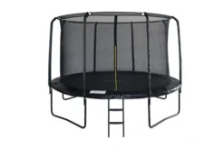 OUTTECH Pole Trampolin, Schwarz, Metallsprungfedern, Stahlgestänge, Ø 365 Cm, Mit Sicherheitsnetz Und Leiter