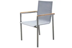 OUTFLEXX Esstischgarnitur, Silber, Edelstahl/Granit/Textil, 200x100 Cm, 4 Gartensessel, 2 Multipos, Armlehnen Aus Teak -Deko Garten Verkauf 22772 03.jpg