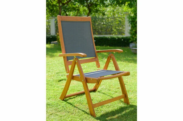 OUTFLEXX Sitzgruppe, Natur/grau, Akazie/Textilene, Ausziehtisch 150/200 X 90 Cm, 4 Multipo 5-fach 4 OUTFLEXX Sitzgruppe, Natur/grau, Akazie/Textilene, Ausziehtisch 150/200 X 90 Cm, 4 Multipo 5-fach – Bild 4