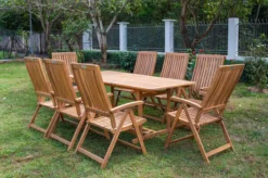 OUTFLEXX Sitzgruppe, Natur, Akazie, Ausziehtisch 180/240 X 100 Cm, 8 Multipositionssessel