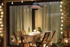 OUTTECH Heizstrahler, Schwarz, Aluminium, 42,5x42,5x25cm, Wassergeschützt, Inkl. Fernbedienung