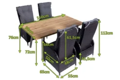 OUTFLEXX Esstischgarnitur, Edelstahl/Teak, 4 Diningsessel, Tisch 160x90cm, A-Gestell -Deko Garten Verkauf 22883 5.jpg