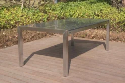 STERN Esstischgarnitur, Silbergrau/grau, Edelstahl/Textilene, Tisch 200 X 100 Cm, 2 Teilige Tischplatte, 6 Stapelsessel, Hohe Rückenlehne -Deko Garten Verkauf 22899 04.jpg