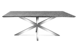 STERN Esstischgarnitur, Silbergrau/grau, Edelstahl/Textilene, Tisch 200 X 100 Cm, 4 Stapelsessel, Hohe Rückenlehne, 2 Multipo -Deko Garten Verkauf 22911 11.JPG