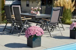 HARTMAN Xanadu / Aruba Sitzgruppe, Xerix/natur, Alu/Teak/Glaskeramik, 6 Multipo, 160/220x100cm, FSC-Teak Armlehnen