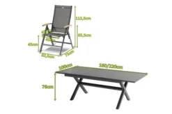 HARTMAN Xanadu / Aruba Sitzgruppe, Xerix/natur, Alu/Teak/Glaskeramik, 6 Multipo, 160/220x100cm, FSC-Teak Armlehnen -Deko Garten Verkauf 23268 mass.jpg