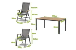 HARTMAN Aruba Sitzgruppe, Xerix/natur, Alu/Teak, 4 Dining Sessel, 2 Multipo, 160x90cm, FSC-Teak Armlehnen -Deko Garten Verkauf 23309 mass.jpg