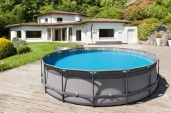 OUTTECH Premium Pool, Grau, Stahl/PVC, Ø 610 X 132 Cm, Sandwich-PVC Und Viel Zubehör, Rund