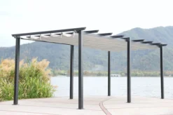 OUTFLEXX Pergola, Anthrazit/creme, Aluminium Pulverbeschichtet, 300 X 600 X 222 Cm, Mit Laufschienenfunktion