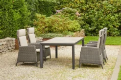 SIENA GARDEN Silva/Amira Dining Set, Anthrazit/grau, Alu/Gardino®-Geflecht/Keramik, 183 X 100cm, Inkl. 4 Diningsessel, Verstellbar