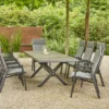 SIENA GARDEN Sincro/Valencia Dining Set, Anthrazit/grau, Alu/Textilgewebe/Keramik, 200-260x103cm, Inkl. 8 Diningsessel, Stufenlos Verstellbar