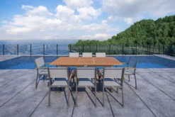 VILLANA Esstischgarnitur, Anthrazit/grau, Alu/ FSC-Akazienholz, Ausziehtisch 150/200 Cm, 8 Stapelstühle 21 VILLANA Esstischgarnitur, Anthrazit/grau, Alu/ FSC-Akazienholz, Ausziehtisch 150/200 Cm, 8 Stapelstühle -Deko Garten Verkauf 23911 CGI 02.jpg