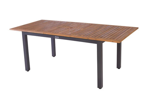 VILLANA Esstischgarnitur, Anthrazit/grau, Alu/ FSC-Akazienholz, Ausziehtisch 150/200 Cm, 8 Stapelstühle 9 VILLANA Esstischgarnitur, Anthrazit/grau, Alu/ FSC-Akazienholz, Ausziehtisch 150/200 Cm, 8 Stapelstühle – Bild 9