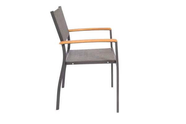 VILLANA Esstischgarnitur, Anthrazit/grau, Alu/ FSC-Akazienholz, Ausziehtisch 150/200 Cm, 8 Stapelstühle 15 VILLANA Esstischgarnitur, Anthrazit/grau, Alu/ FSC-Akazienholz, Ausziehtisch 150/200 Cm, 8 Stapelstühle – Bild 15