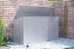 OUTTECH Mülltonnenbox, Silber, Stahl, 237 X 101 X 131 Cm, Doppeltüren