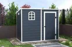 OUTTECH Gerätehaus, Anthrazit, Polypropylen, 247 X 143 X 194 Cm, Inkl. Fenster Und Lüftungsgitter