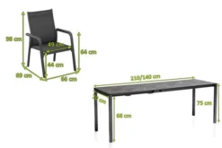 KETTLER Cubic/Basic Plus Esstischgarnitur, Anthrazit, Alu/HPL/Textilene, 140/210x70 Cm, 6 Stapelsessel -Deko Garten Verkauf 28833 05.jpg