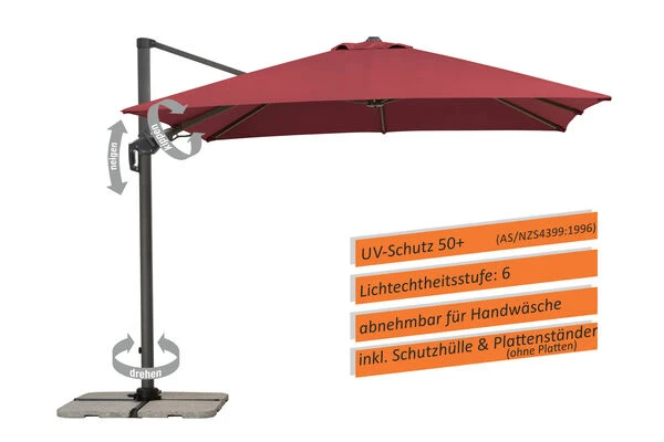 Schneider® SCHNEIDER Rhodos Twist Ampelschirm, Bordeaux, Quadratisch, 300 X 300 Cm 12 Schneider® SCHNEIDER Rhodos Twist Ampelschirm, Bordeaux, Quadratisch, 300 X 300 Cm – Bild 12