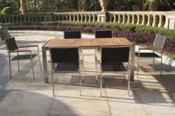 OUTFLEXX Sitzgruppe, Schwarz, Edelstahl/Teak, Esstisch 180 X 90 Cm, 6 Stapelstühle Gepolstert -Deko Garten Verkauf 2 14190.jpg