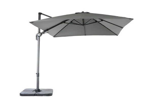 OUTFLEXX Ampelschirm, Anthrazit, Pulverbesch. Aluminium, 300x300 Cm, Inkl. Plattenständer, Twist-Funktion 4 OUTFLEXX Ampelschirm, Anthrazit, Pulverbesch. Aluminium, 300x300 Cm, Inkl. Plattenständer, Twist-Funktion – Bild 4