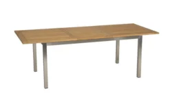 STERN Ausziehtisch, Silber/natur, Edelstahl/FSC-Teakholz, 162/220x90 Cm, Butterfly-Auszug