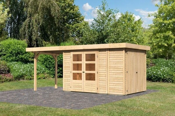 KARIBU Gartenhaus Retola 3, Fichtenholz 19 Mm, Inkl. Anbauschrank 2 KARIBU Gartenhaus Retola 3, Fichtenholz 19 Mm, Inkl. Anbauschrank – Bild 2