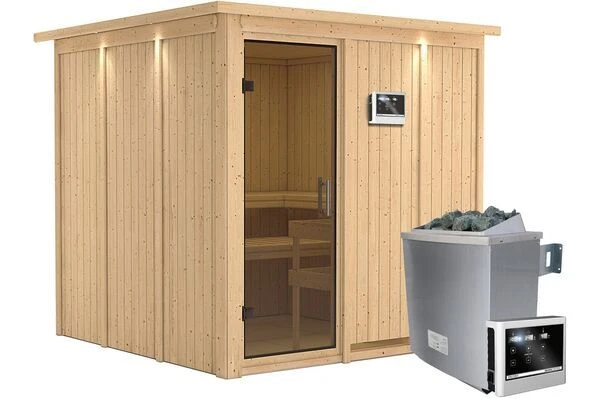 KARIBU Systemsauna Rodin, Fichtenholz 68mm, Fronteinstieg, Ca. 3,8m² 2 KARIBU Systemsauna Rodin, Fichtenholz 68mm, Fronteinstieg, Ca. 3,8m² – Bild 2