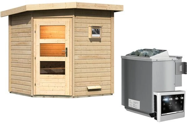 KARIBU Saunahaus Pekka, Fichtenholz 38mm, Eckeinstieg, Ca. 3,7m² 2 KARIBU Saunahaus Pekka, Fichtenholz 38mm, Eckeinstieg, Ca. 3,7m² – Bild 2