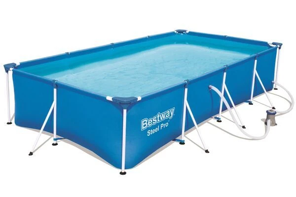 BESTWAY Steel Pro Pool Mit Gestell, Blau, TriTech/Stahl, 400x211x81cm, Mit Filterpumpe 2 BESTWAY Steel Pro Pool Mit Gestell, Blau, TriTech/Stahl, 400x211x81cm, Mit Filterpumpe – Bild 2