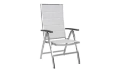 STERN Cardiff Klappsessel, Silber Gepolstert, Edelstahl/Textil/Aluminiumarmlehnen, 69x60x110 Cm, Rückenlehne Verstellbar, Klappbar