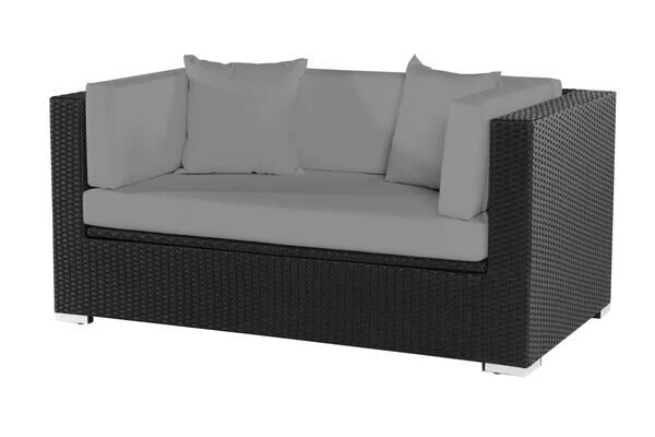 OUTFLEXX 2-Sitzer Sofa, Schwarz, Polyrattan 152x85x70cm, Inkl. Polster Und Wasserfeste Kissenbox 2 OUTFLEXX 2-Sitzer Sofa, Schwarz, Polyrattan 152x85x70cm, Inkl. Polster Und Wasserfeste Kissenbox – Bild 2