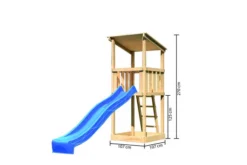 KARIBU Anna Spielturm, Naturbelassen, Nordische Fichte, 107x107x270cm, Mit Rutsche Blau -Deko Garten Verkauf 30405 1 05.jpg