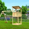 KARIBU Anna Spielturm, Naturbelassen, Nordische Fichte, 347x264x270cm, Mit Doppelschaukel