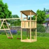 KARIBU Anna Turm, Naturbelassen, Nordische Fichte, 415x264x270cm, Mit Gerüst Und Doppelschaukel