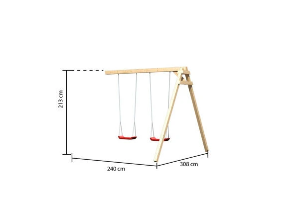 KARIBU Anna Turm, Naturbelassen, Nordische Fichte, 347x264x270cm, Mit Rutsche Blau Und Doppelschaukel 6 KARIBU Anna Turm, Naturbelassen, Nordische Fichte, 347x264x270cm, Mit Rutsche Blau Und Doppelschaukel – Bild 6