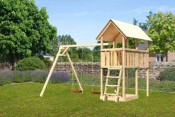 KARIBU Danny Turm, Naturbelassen, Fichte, 347x264x291cm, Mit Doppelschaukel
