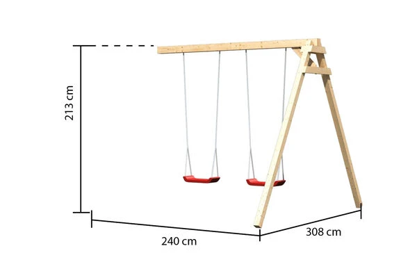 KARIBU Frieda Stelzenhaus, Naturbelassen, Nordische Fichte, 347x264x291cm, Mit Doppelschaukel 4 KARIBU Frieda Stelzenhaus, Naturbelassen, Nordische Fichte, 347x264x291cm, Mit Doppelschaukel – Bild 4