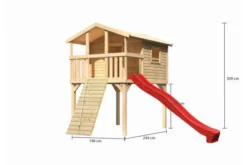KARIBU Benjamin Stelzenhaus, Naturbelassen, Nordische Fichte, 198x244x309cm, Mit Rutsche Rot Und Holzrampe -Deko Garten Verkauf 30416 10 05.jpg