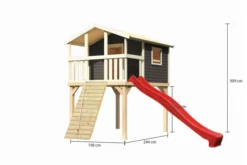 KARIBU Benjamin Stelzenhaus, Terragrau, Nordische Fichte, 198x244x309cm, Mit Rutsche Rot Und Holzrampe 11 KARIBU Benjamin Stelzenhaus, Terragrau, Nordische Fichte, 198x244x309cm, Mit Rutsche Rot Und Holzrampe -Deko Garten Verkauf 30416 14 05.jpg