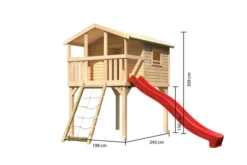 KARIBU Benjamin Stelzenhaus, Naturbelassen, Nordische Fichte, 198x244x309cm, Mit Rutsche Rot Und Netzrampe -Deko Garten Verkauf 30416 2 05.jpg
