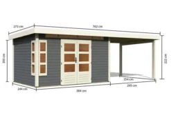 KARIBU Gartenhaus Kastorf 7, Terragrau, Fichtenholz 28mm, 702 X 244 X 222 Cm, Flachdach, Anbau 3,2m -Deko Garten Verkauf 30467 4 05.jpg