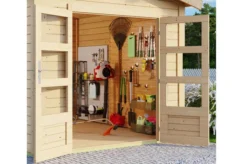 KARIBU Gartenhaus Theres 3, Naturbelassen, Fichtenholz 28mm, 528 X 240 X 242 Cm, Satteldach, Inkl. Dachausbauelement -Deko Garten Verkauf 30471 1 03.jpg