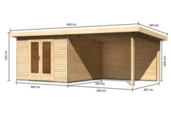 KARIBU Gartenhaus Radeburg 1, Naturbelassen, Fichtenholz 40mm, 664 X 309 X 229,5 Cm, Pultdach, Anbau 3,3m Mit Rückwand -Deko Garten Verkauf 30475 1 05.jpg