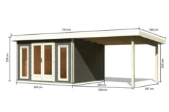 KARIBU Gartenhaus Radeburg 2, Terragrau, Fichtenholz 40mm, 724 X 309 X 229,5 Cm, Pultdach, Anbau 3,3m -Deko Garten Verkauf 30477 2 05.jpg