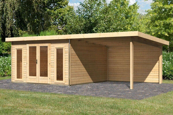 KARIBU Gartenhaus Radeburg 3, Naturbelassen, Fichtenholz 40mm, 724 X 369 X 229,5 Cm, Pultdach, Anbau 3,3m Mit Rückwand 1 KARIBU Gartenhaus Radeburg 3, Naturbelassen, Fichtenholz 40mm, 724 X 369 X 229,5 Cm, Pultdach, Anbau 3,3m Mit Rückwand