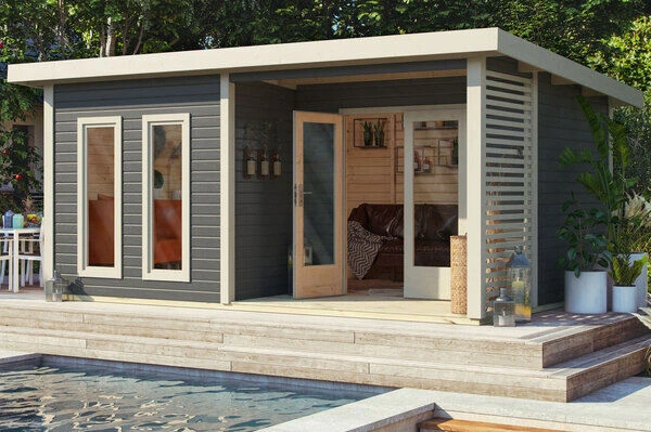 KARIBU Terrassenhaus Radeburg 5, Terragrau, Fichtenholz 38mm, 560 X 368 X 254 Cm, Flachdach 1 KARIBU Terrassenhaus Radeburg 5, Terragrau, Fichtenholz 38mm, 560 X 368 X 254 Cm, Flachdach