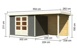 KARIBU Gartenhaus Askola 5, Terragrau, Fichtenholz 19mm, 554 X 246 X 211 Cm, Flachdach, Anbau 2,4m Mit Rückwand 14 KARIBU Gartenhaus Askola 5, Terragrau, Fichtenholz 19mm, 554 X 246 X 211 Cm, Flachdach, Anbau 2,4m Mit Rückwand -Deko Garten Verkauf 30537 10 05.jpg