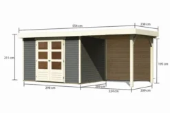 KARIBU Gartenhaus Askola 4, Terragrau, Fichtenholz 19mm, 554 X 217 X 211 Cm, Flachdach, Anbau 2,4m Mit Rückwand -Deko Garten Verkauf 30537 8 05.jpg